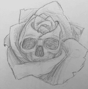 #skull #rose #blackandgrey #sketch 