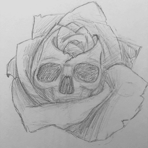 #skull #rose #blackandgrey #sketch 