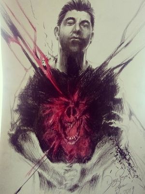 Chino Moreno. A very textured draw that I Made for a friend who loves Deftones