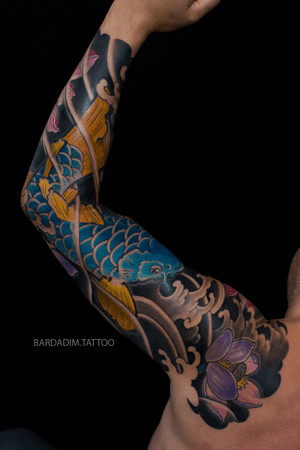 Japanese tattoo. Koi Japanese tattoo. Japanese sleeve. 