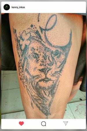 Lioness thigh Tattoo design