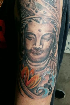 #buddha blackandgray and colored tattoo