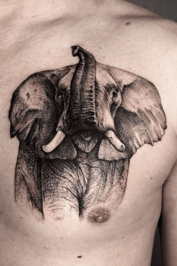 Elephant Moon Chest Tattoo Outline by Enoki Soju by enokisoju on DeviantArt