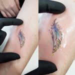 Done by Klaire Ader at Inky Needles in Birmingham uk #feather #feathertattoo #finelinetattoo #fineline #tinytattoo #watercolour 