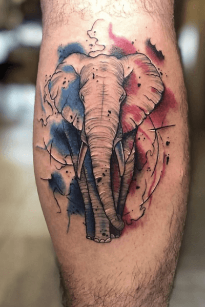 #Elephant with #Watercolor strokes by Joey