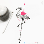 Flowy flamingo! New designs every week, follow my Instagram and you’ll never miss them. @the_rawflow #flamingo #dotwork #geometric #animal #bird #color #simple #minimalist 