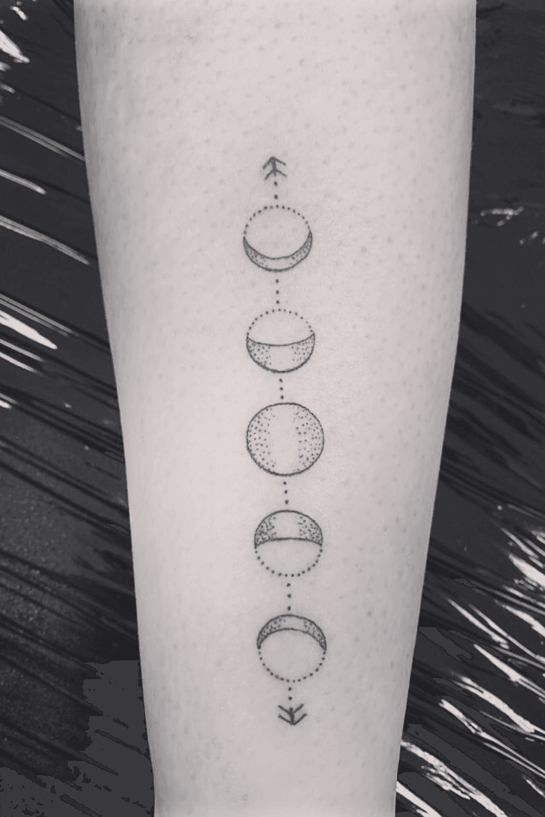 moon phases tattoo leg