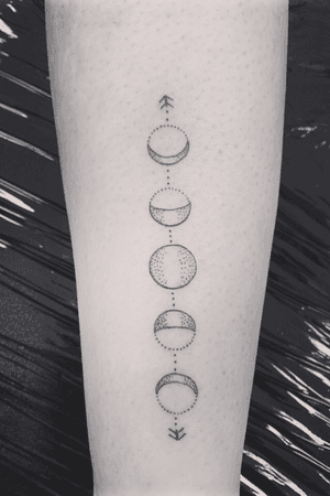 Moon phases tattoo dotwork 