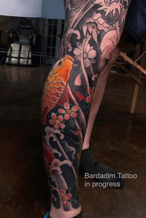 Japanese tattoo NYC. Male Japanese tattoo. Full sleeve. Japanese sleeve. Koi Japanese tattoo.