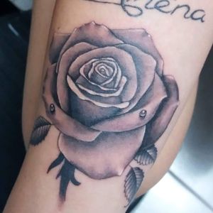 Rose tattoo realistic black and gray