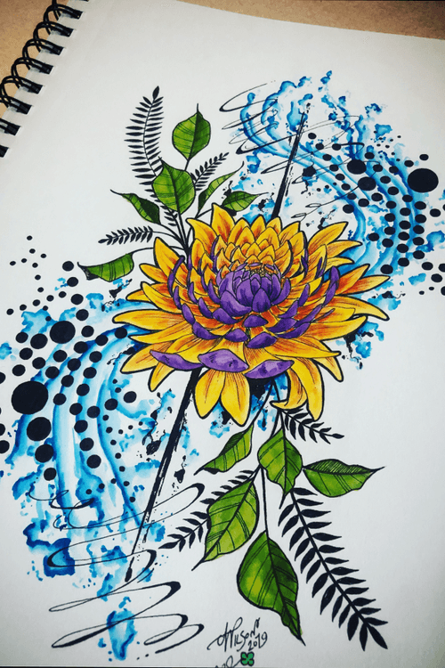 Chrisanthemum flower! #abstract #watercolor #staugustinetattooartist 