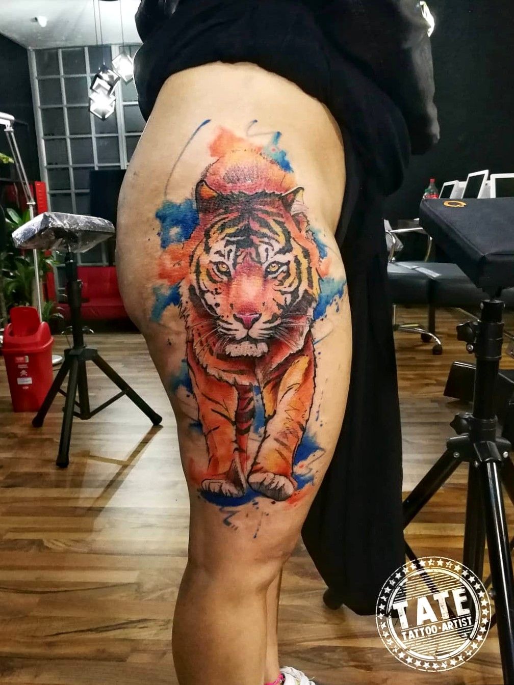 watercolor tattoo tiger