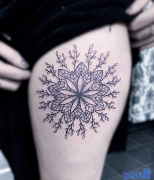 Sacred geometry tattoo by Sofy Hall #SofyHall #sacredgeometry #geometric #floral #nature #leaves #mandala