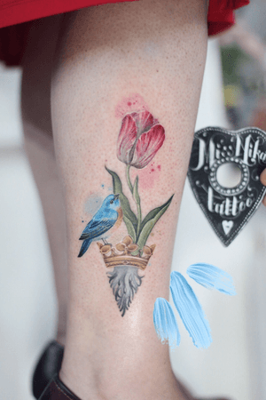Lovely bird, tulip and city emblem ive done few days ago