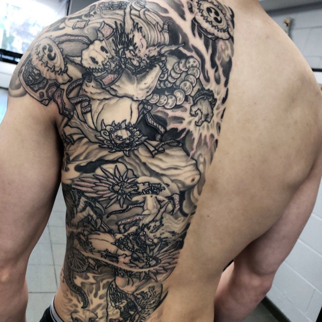 Lupo Horiōkami on Instagram Raijin  Fuijin kyototattoo tat tatted  tattoo tattoos tattooed japanesestyle japan japanese  Hình xăm nhật  Hình xăm Tatoo