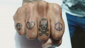 Diamond, Break Heart, Skull, Peace Symbol tattoo