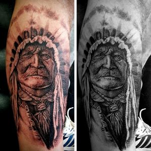 Long time since I did a Native American.. #spirit #nativeamericantattoo 