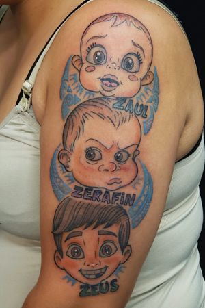 Caricatures of her sons