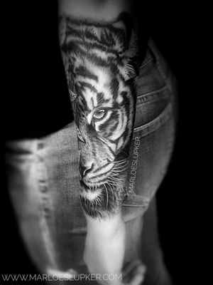Tigerrrr #blackandgrey #tiger #halfsleeve #realism #realistic #animals #junglecats #big5 #bigcat #roar #marloeslupkertattoo