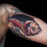 Fish tattoo by Maria Dolg #MariaDolg #fishtattoo #fishtattoos #fish #seacreature #oceanlife #animal #ocean #water #pisces #nature #color #neotraditional