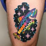 Fish tattoo by Winston the Whale #WinstontheWhale #fishtattoo #fishtattoos #fish #seacreature #oceanlife #animal #ocean #water #pisces #nature #color #star #graphicart #popart #illustrative #stars