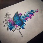 "Mandala y Mariposa" . . . . #mandala #butterfly #watercolors #colors #stains #sketch #tattoo #envigadotattoo #lines