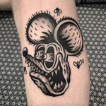 Rat Fink tattoo by Oriol Lastminute #oriollastminute #RatFinktattoos #RatFinktattoo #RatFink #color #KustomKulture #rockabilly #hotrod #hotrodtattoo