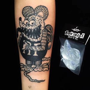Rat Fink tattoo by Homemade Tattoo #HomemadeTattoo #RatFinktattoos #RatFinktattoo #RatFink #color #KustomKulture #rockabilly #hotrod #hotrodtattoo