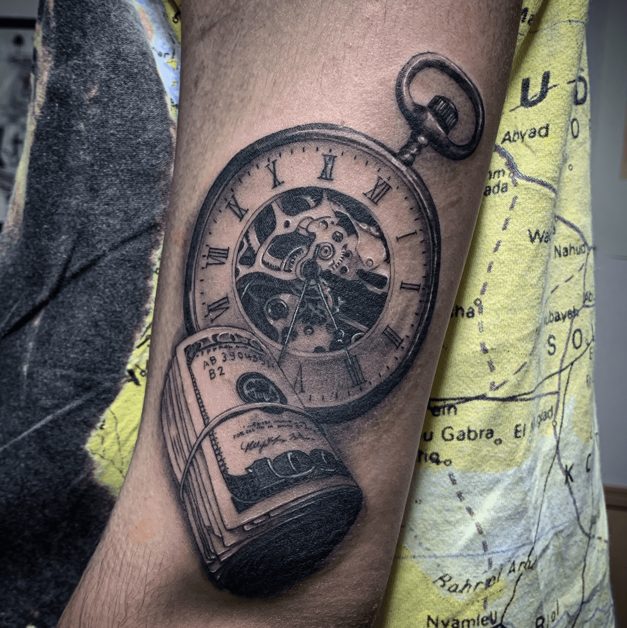 Time is money clock tattoo