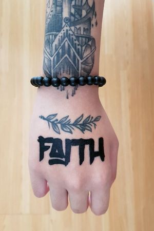 "FAITH" tattooed by Sir Von David of Majestic Ink Shop