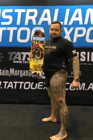 Winning first place at the perth tattoo expo for full leg sleeve 