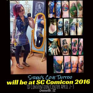 Tattoos by one of South Carolina 's best female tattoo artists, Alysia Roberson, at Siren's Cove Tattoo in Piedmont, SC (near Greenville, SC!)!!! Call or come by SC Tattoo for an appointment, thanks!!! #tattoos #tattooed #tattooedwomen #tattooedwoman #inkedgirls #inkedgirl #inkedfemales #comicon #comic #comicbook #marvel #dccomic #dccomics #dccomicstattoo #wonderwoman #wonderwomantattoo #wolverinetattoo #wolverine #stanlee #stanleetattoo #swampthing #handtattoo #dbz #dbztattoo #dragonballz #dragonballztattoo #jackskellingtontattoo #jackskellington #MarvelTattoo #ComicBookTattoo #comicbooktattoos #girlytattoo #beautifultattoo #colortattoo #blackandgreytattoo #blackandgrey #tattooartist #femaletattooartist #femaleartist #ladytattooer #ladytattooers #ladytattooist #femaletattooist #femaletattooer #siren #sirenscove #tattoosiren #sirentattoo #mermaid #mermaidtattoo #alternativegirl #piercings #dimplepiercing #septumpiercing #redhair #glasses #alternative #tattooist #tattooer #tattooers #coveruptattoo #coverup #tattoonightmares #portraittattoo #animaltattoo #animalportrait #realism #realistic #clocktattoo #liontattoo #oldschooltattoo #traditionaltattoo #sc #sctattoo #sctattooartist #sctattooshop #sctattooist #sctattooer #southcarolinatattooartist #greenvillesc #downtowngreenville #andersonsc #clemsonsc #yeahthatgreenville #clemson #clemsontattoo #clemsontigers #Alysiarobersontattoo #sirenscovetattoo www.facebook.com/sirenscovetattoo www.facebook.com/Alysia.Roberson.Tattoo.Artist Instagram:@sirens_cove_tattoo 