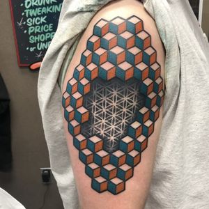 My new Optical Illusion Tattoo.  Awesome work by Artist Devin Coley