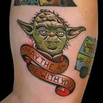 Star Wars tattoo by Alex Zampirri #AlexZampirri #AZamp #StarWarstattoos #StarWarstattoo #StarWars #GeorgeLucas #movietattoo #filmtattoo #space #galaxy #scifi #yoda