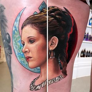 Star Wars tattoo by David Corden #DavidCorden #StarWarstattoos #StarWarstattoo #StarWars #GeorgeLucas #movietattoo #filmtattoo #space #galaxy #scifi #princessleia