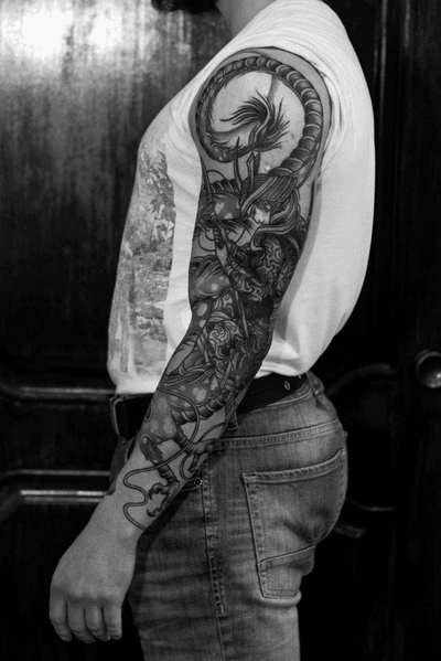 samurai dragon tattoo sleeve