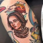 Star Wars tattoo by Betsy Butler #BetsyButler #StarWarstattoos #StarWarstattoo #StarWars #GeorgeLucas #movietattoo #filmtattoo #space #galaxy #scifi #JynErso