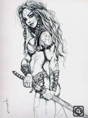 Warrior Woman tattoo design 