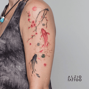 Design y tattoo by Alfio. Buenos Aires - Argentina / alfiotattoo@gmail.com / #fish #japanese #japanesetattoo #art #tattoodesign #alfiotattoo #composition #tattoocolor #watercolor #gansai #tattoo #tattooart #tattooartist