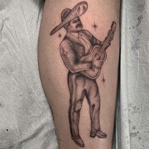 Member of a Mariachi tattoo by Mario Aguilar #MarioAguilar #Chicanotattoos #chicanotattoo #chicanx #chicano #chicana #CincodeMayo #Mexican #Mexico #tattooinspiration #best tattoos