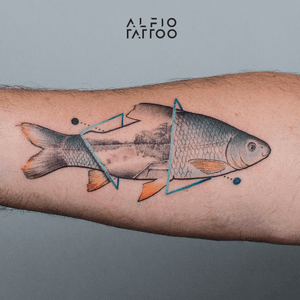 Design y tattoo by Alfio. Buenos Aires - Argentina / alfiotattoo@gmail.com / #fish  #boga #river #art #tattoodesign #alfiotattoo #composition #tattoocolor #finelinetattoo #dotwork  #watercolortattoo #tattoo #tattooart #tattooartist