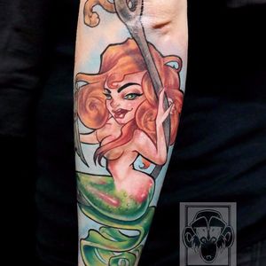 mermaid on a hook tattoo #tattoo #tatuering #gbg #göteborg #gothenburg #tatuerare #unikum#unikumtattoo #järntorget #haga #linné #color #illustration #art #cartoon #comic #gaddning #newschooltattoo #sweden #dermalizepro #sverige #realistic #konst #tattooartist #tattooart #neotrad