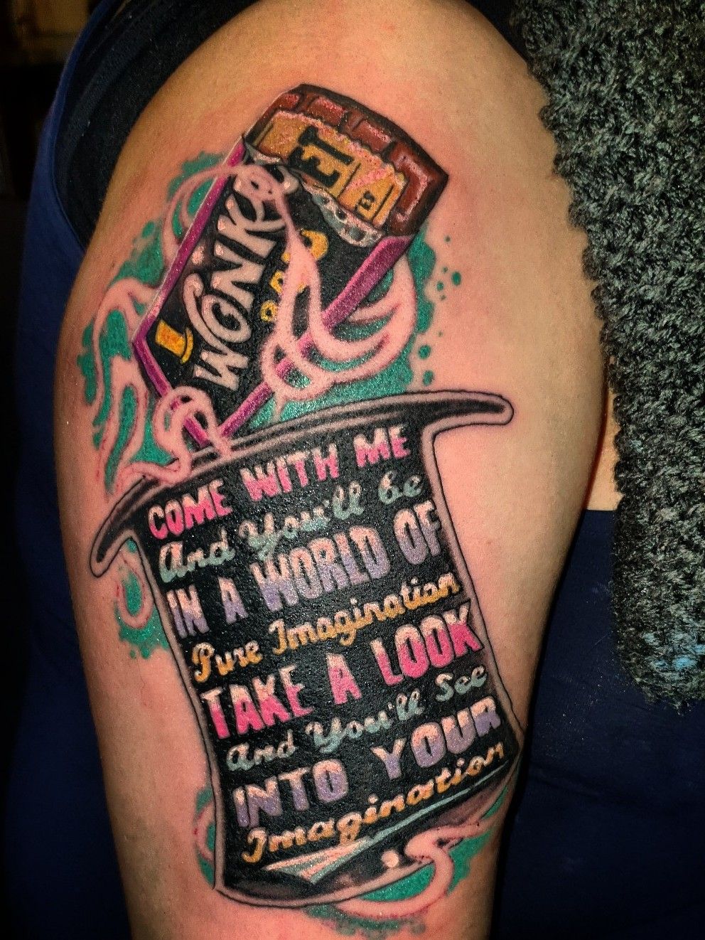 Willy Wonka done by Ashley Nicola  Stay Gold Tattoo Company in Knoxville  MD  rtattoos