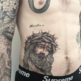 Jesus Tattoo by Big Steve #BigSteve #Chicanotattoos #chicanotattoo #chicanx #chicano #chicana #CincodeMayo #Mexican #Mexico #tattooinspiration #besttattoos
