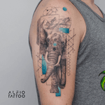 Design y tattoo by Alfio. Buenos Aires - Argentina / alfiotattoo@gmail.com / #elephant #elephantlove #elephantart #fineline #art #tattoodesign #alfiotattoo #composition #tattoocolor #finelinetattoo #geometrictattoos #animaltattoo #tattoo #tattooart #tattooartist