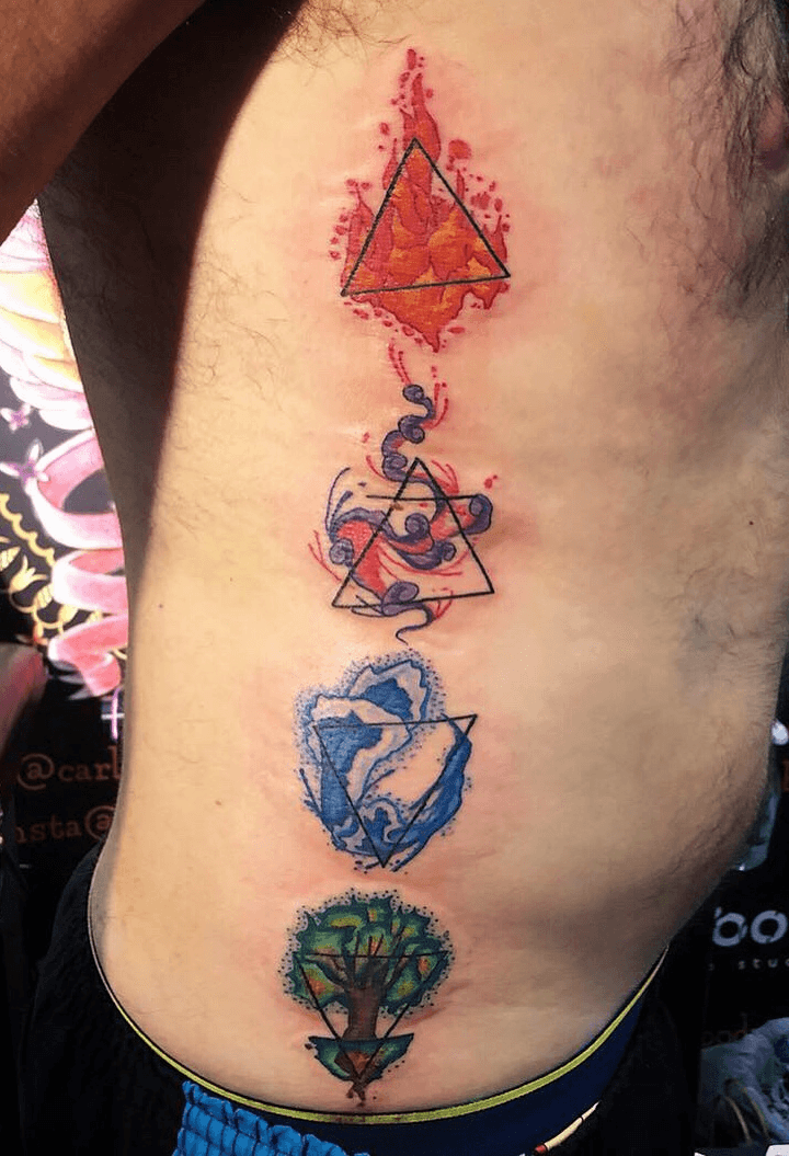 Four Elements by Tara Timoon at New Moon Tattoo Ottawa  tattoos  Elements  tattoo Four elements tattoo Avatar tattoo