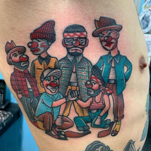Crew tattoo by Panchos Placas #PanchosPlacas #Chicanotattoos #chicanotattoo #chicanx #chicano #chicana #CincodeMayo #Mexican #Mexico #tattooinspiration #besttattoos