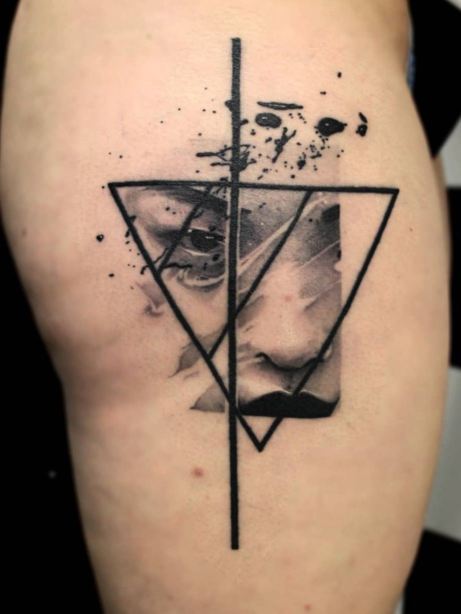 Tattoo Uploaded By Lydia Komarova Realistictattoo Portrait Asian Triangle Splashes Splash Geometrictattoo Geometry Abstracttattoo Facetattoo Face Tattoodo