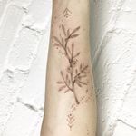 Hand Poke Tattoo: Mystical Dotwork by Ink & Earth #Ink&Earth #InkandEarth #handpoketattoo #nonelectrictattoo #handpoketattoo #handpoke #dotwork #sun #moon #tribal #pattern #berries #leaves