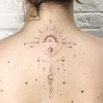 Hand Poke Tattoo: Mystical Dotwork by Ink & Earth #Ink&Earth #InkandEarth #handpoketattoo #nonelectrictattoo #handpoketattoo #handpoke #dotwork #sun #moon #tribal #pattern #sun #moon #sun #moon
